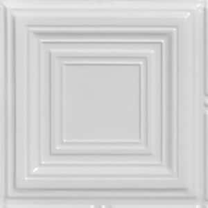 Take Home Sample - Cubism White 1 ft. x 1 ft. Decorative Tin Style Lay-in Ceiling Tile (1 sq. ft./case)