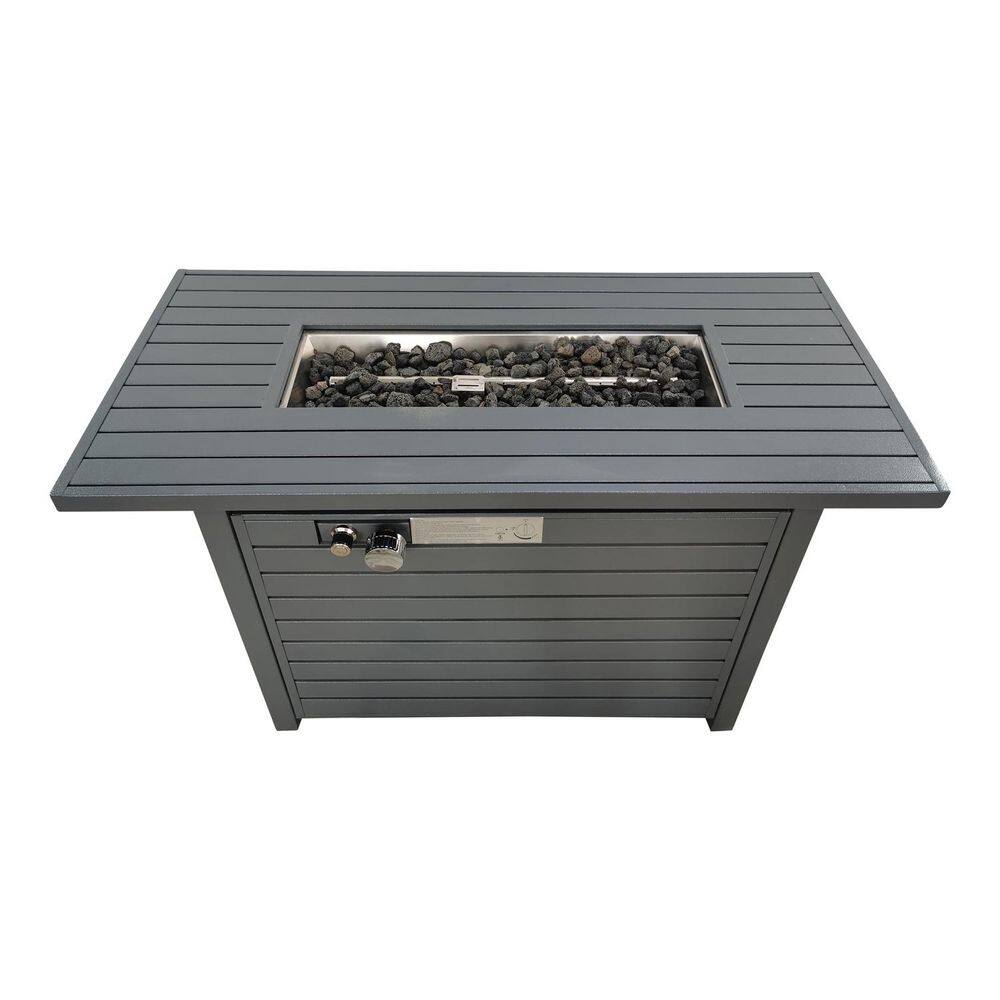 Living Source International 25'' H x 42'' W Steel Outdoor Fire Pit Table with Lid (Gray) price history on PriceWatchPro