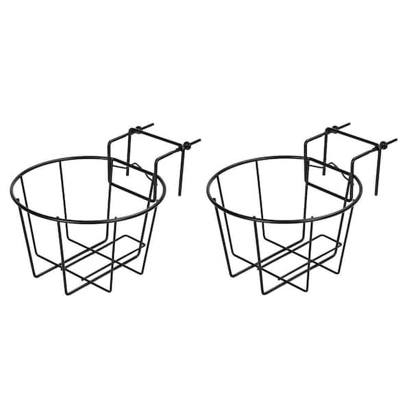 10" Black Metal Adjustable Hanging Railing Planter Basket Outdoor Balcony Flower Pot Holder Multi-Function 3 Pack