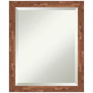 Fresco Light Pecan 18.5 in. W x 22.5 in. H Wood Framed Beveled Wall Mirror in Brown