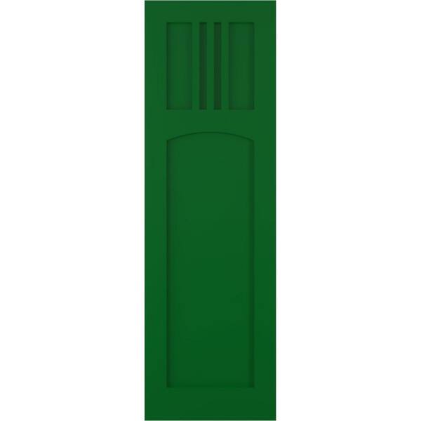 Ekena Millwork 12 in. x 41 in. PVC True Fit San Miguel Mission Style Fixed Mount Flat Panel Shutters Pair in Viridian Green