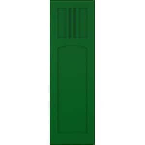 12 in. x 66 in. PVC True Fit San Miguel Mission Style Fixed Mount Flat Panel Shutters Pair in Viridian Green