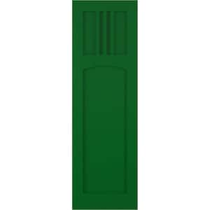 12 in. x 70 in. PVC True Fit San Miguel Mission Style Fixed Mount Flat Panel Shutters Pair in Viridian Green