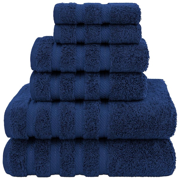 American Soft Linen Navy Blue 6-Piece Turkish Cotton Towel Set