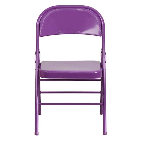 OFFEX HERCULES COLORBURST Series Impulsive Purple Triple Braced and Double Hinged Metal Folding Chair