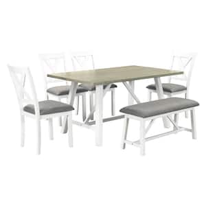 6 Piece Wood Dining Table Set in White