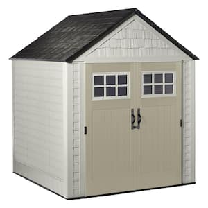 7 ft. W x 7 ft. D Durable Weather Resistant Plastic Outdoor Storage Shed, Sand 0.58 sq. ft.