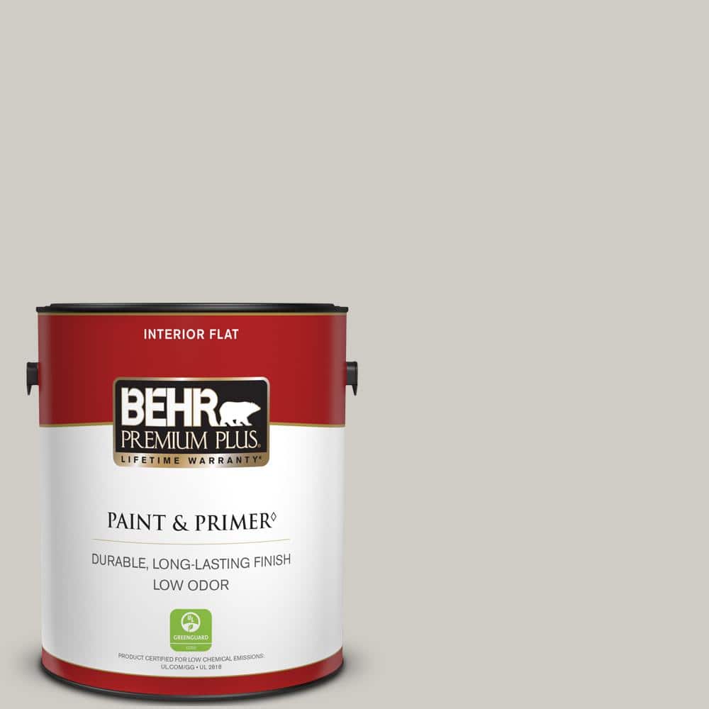 BEHR PREMIUM PLUS 1 gal. #PPU26-10 Chic Gray Flat Low Odor Interior Paint &  Primer 105001 - The Home Depot
