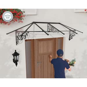 Lily 3 ft. x 9 ft. Black/Clear Door and Window Awning