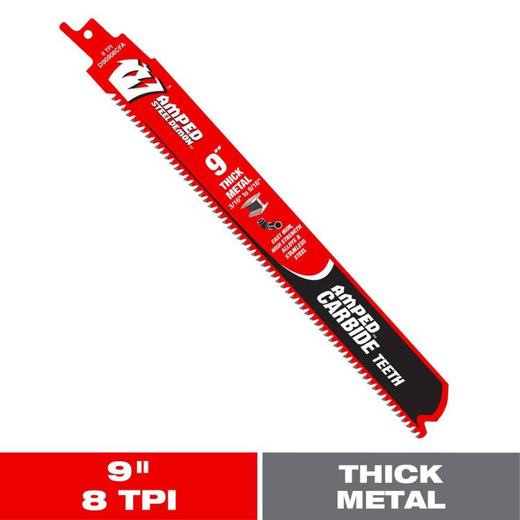 DIABLO 9 in. 8 TPI AMPED Steel Demon Carbide Teeth Reciprocating Saw Blade for Thick Metal
