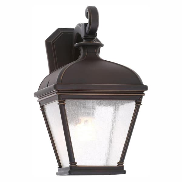 Hampton Bay Malford 15.75 in. Dark Rubbed Bronze Outdoor Wall Lantern Sconce