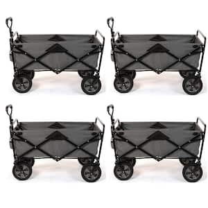 Collapsible Folding Steel Frame Outdoor Garden Camping Wagon in Gray (4-Pack)