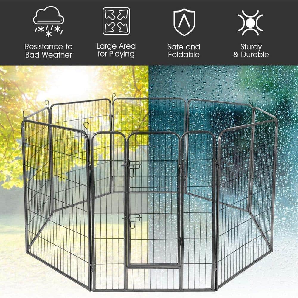 Heavy Duty Black Metal 40" Pet Playpen with Door