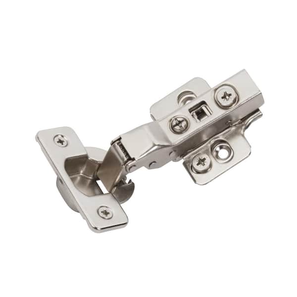 Nickel 1/2 in.  13mm  Overlay Frameless Soft Close Euro Concealed Cabinet Hinges (2-Pack)