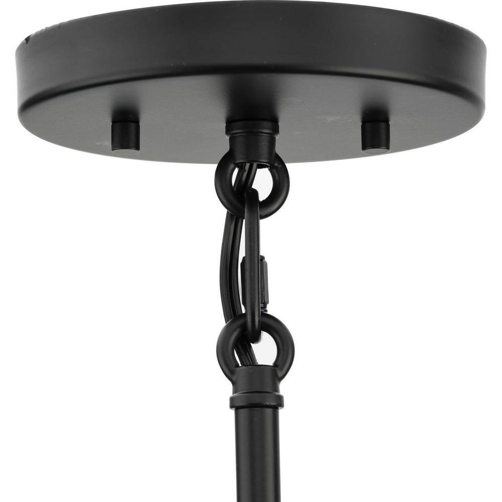 Rivera Matte Black Mini Pendant with Clear Textured Glass