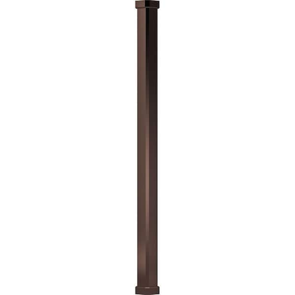 8' x 5-1/2" Endura-Aluminum Craftsman Style Column, Square Shaft (Load-Bearing 20,000 LBS), Non-Tapered, Textured Bronze