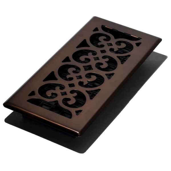 Decor Grates 4 in. x 10 in. Scroll Plated Bronze Register