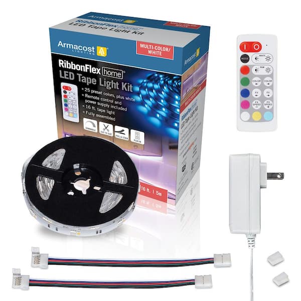 Armacost Lighting RibbonFlex Home 16 ft. Multi-Color + White LED Tape Light Kit with Remote
