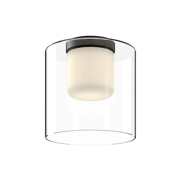 KUZCO Birch 9 in. 1 Light 13-Watt Black/Clear Integrated LED Flush Mount