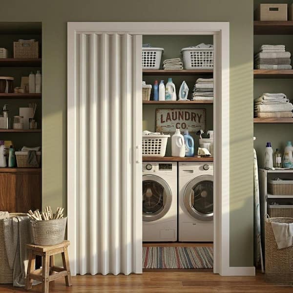 SOCBAZZAR 60 in x 80 in. White Oak Finished Interior PVC Folding