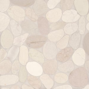 Waterbrook Pebble 12 in. x 12 in. White Stone Mosaic Tile (11 sq. ft./Carton)