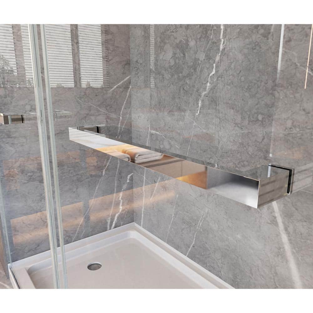 60" Chrome Frameless Sliding Bathtub Door with Clear Tempered Glass