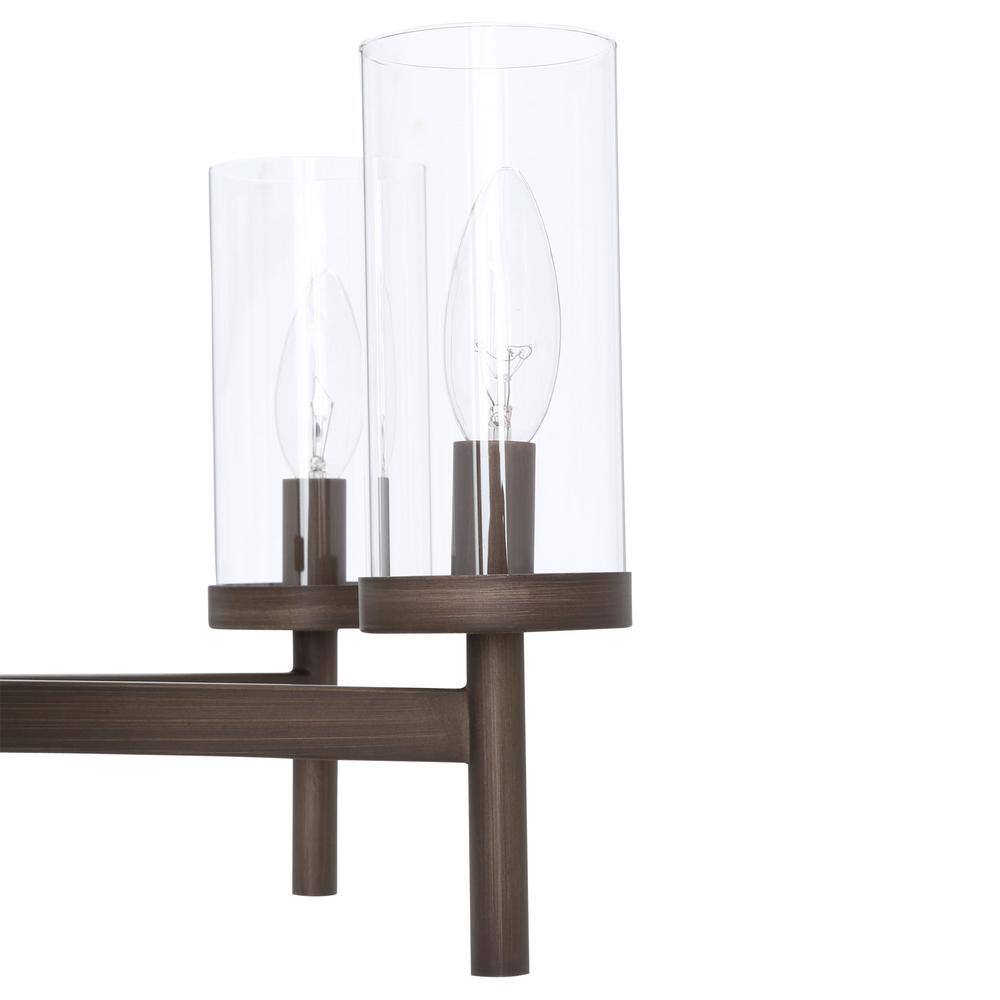 Contemporary Beveled Cage 6-Light Bronze Chandelier with Clear Glass
