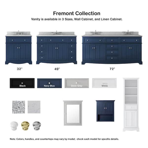 Home Decorators Collection Fremont 32 in. Single Sink Navy Blue