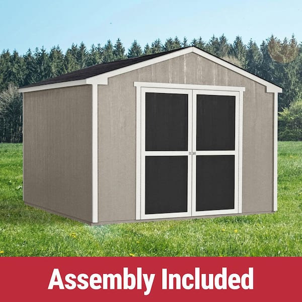 Assembly Included Cumberland 10 ft. W x 12 ft. D Wood Shed w/ Floor-Outdoor Storage w/ Black Shingles, 120 sq. ft.