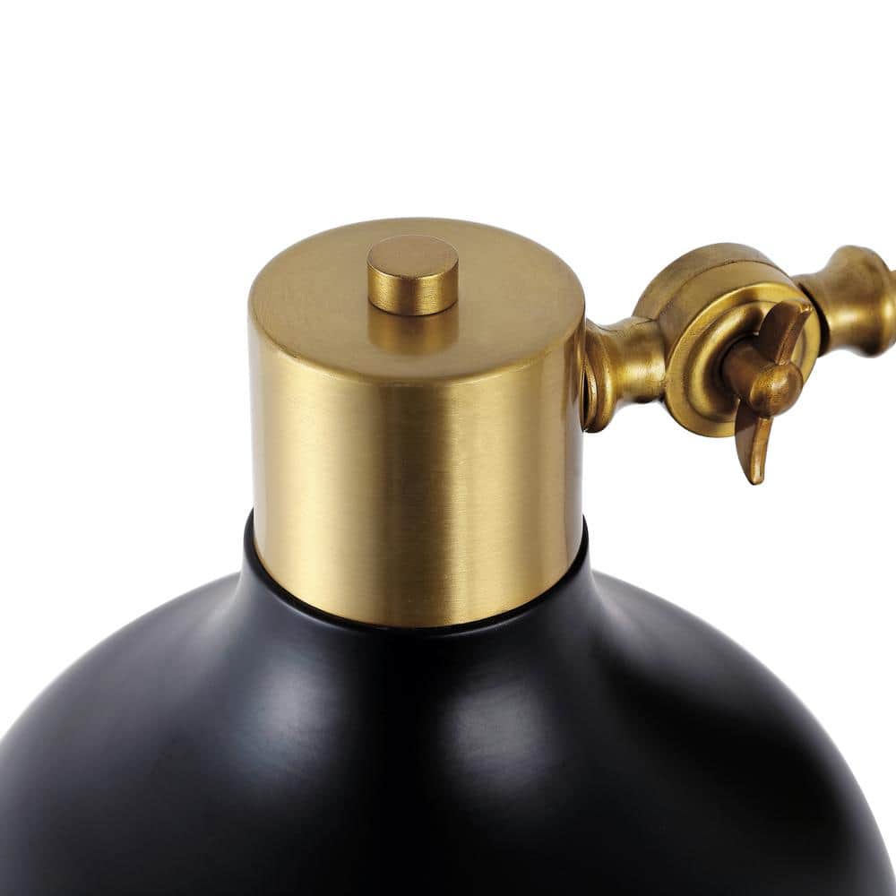 Lynn 15" Black and Brass Gold Iron Swing Arm Wall Sconce