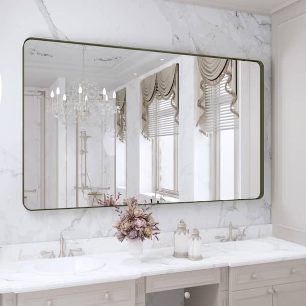 Klajowp 59 in. W x 36 in. H Rectangular Framed Wall Mounted Bathroom Vanity Mirror in Brushed Bronze