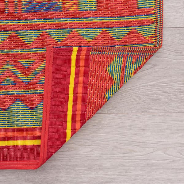 Fab Habitat World Lhasa Geometric Reversible Indoor Outdoor Rug, Orange