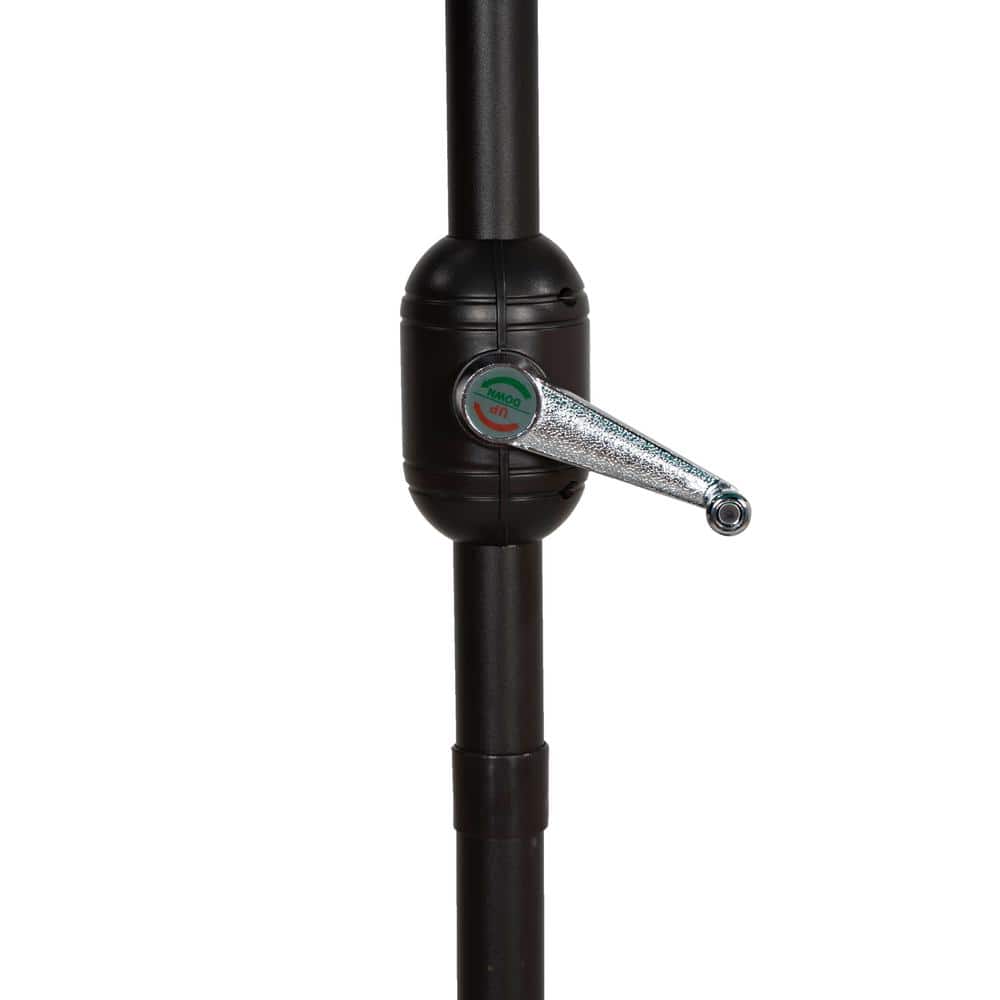Beige 9-Foot Half-Round Steel Patio Umbrella with Crank Lift