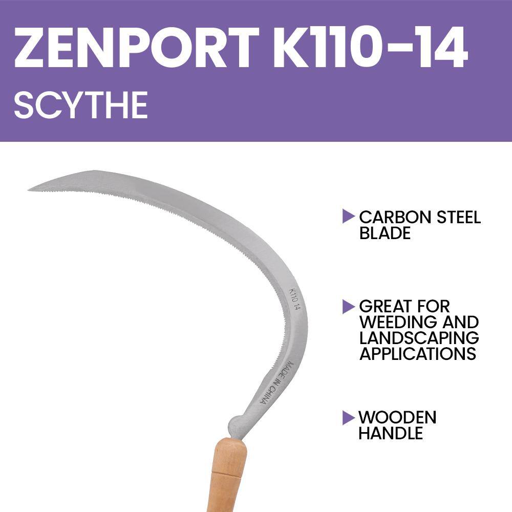 Zenport K110-20-Inch Landscape Scythe Serrated Curved Blade 20 in. Blade