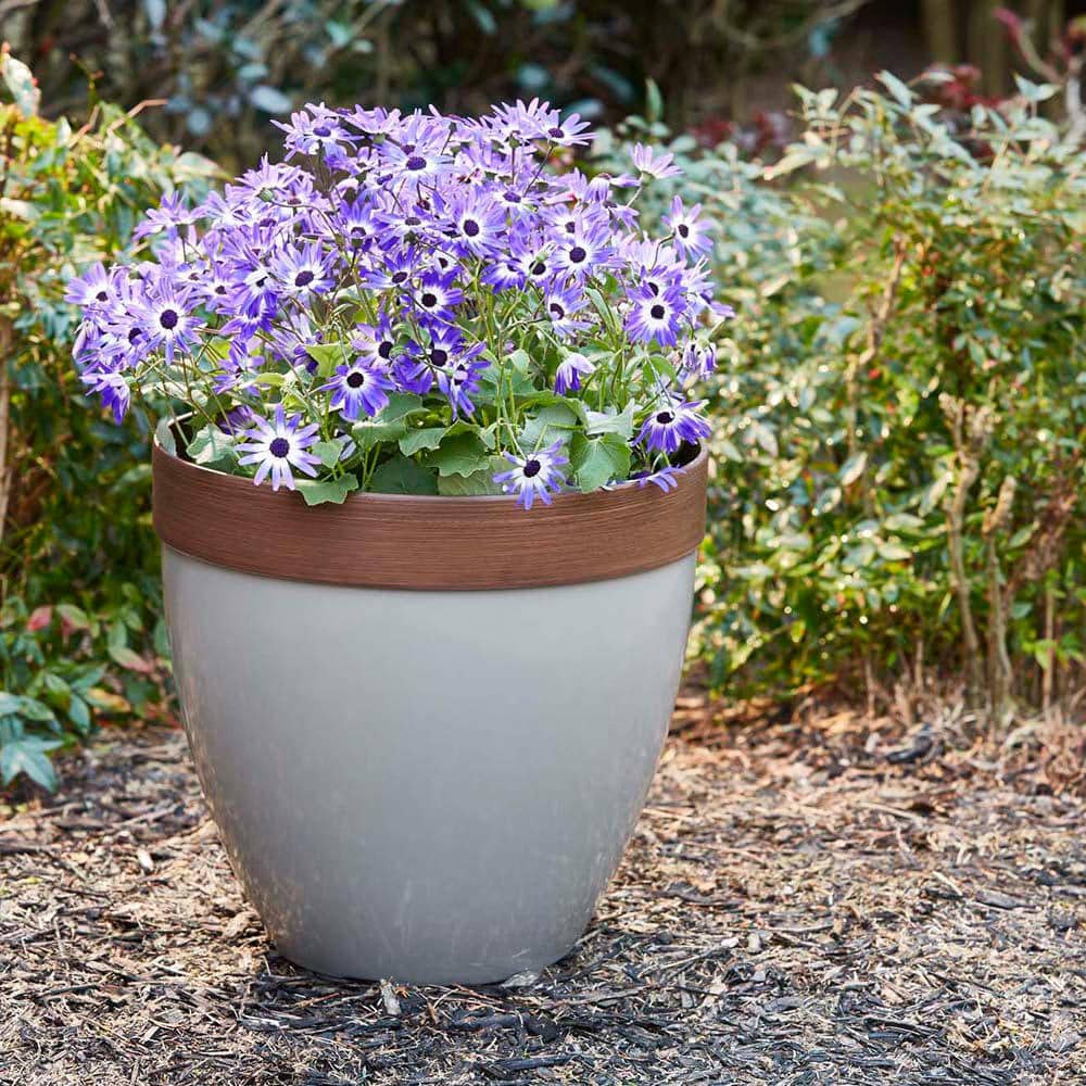 Taupe High-Density Resin Outdoor Planter with Drainage Hole