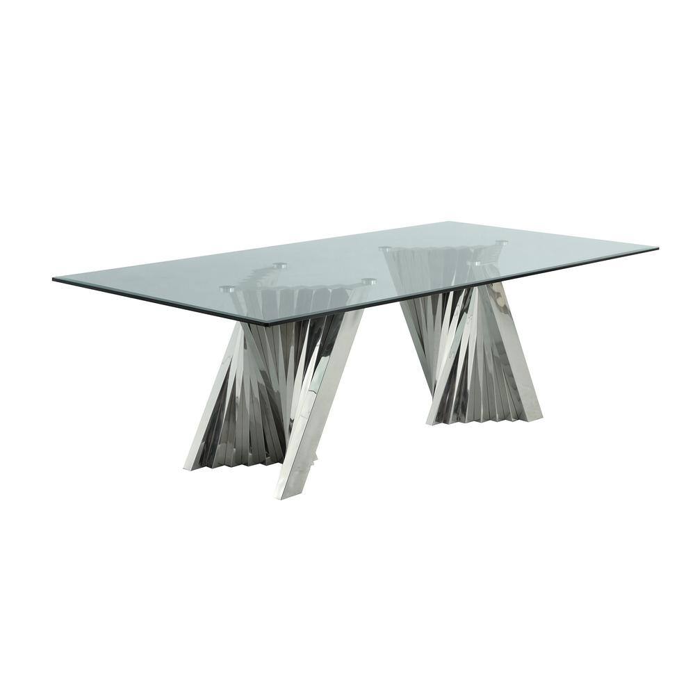 Teal Velvet and Glass 94" Dining Set with Silver Base