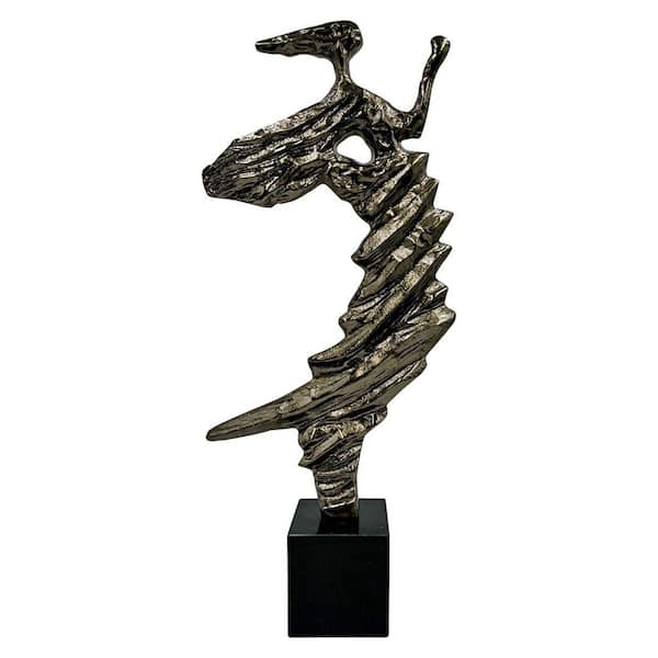 castellousa Bronze 24 in. x 11 in. Tall Handmade Aluminum Metal and Marble Abstract Sculpture
