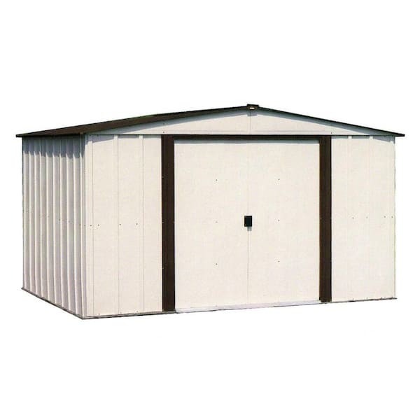 Arrow Newburgh 10 ft. W x 8 ft. D 2-Tone White Galvanized Metal Storage Building