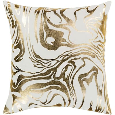 white and gold lumbar pillow