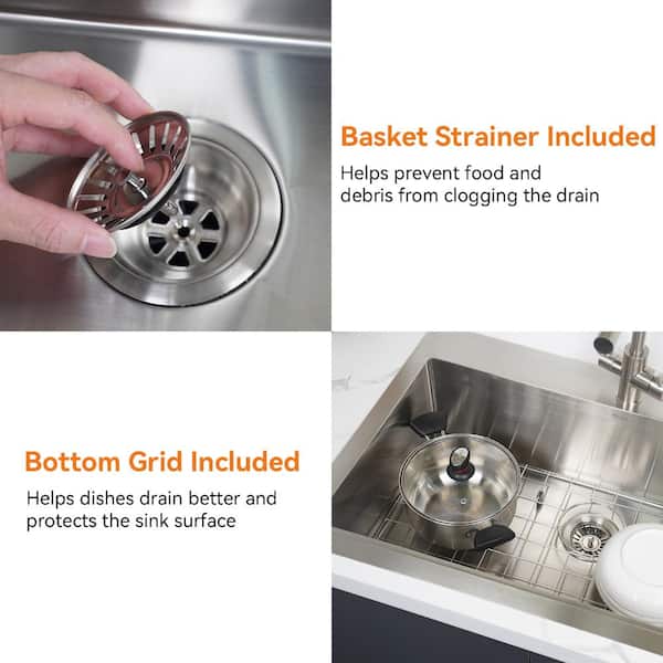 TECASA 33 in. Drop-In/Undermount Single Bowl 18-Gauge Gunmetal
