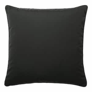 Solid Black Square Outdoor Square Throw Pillow