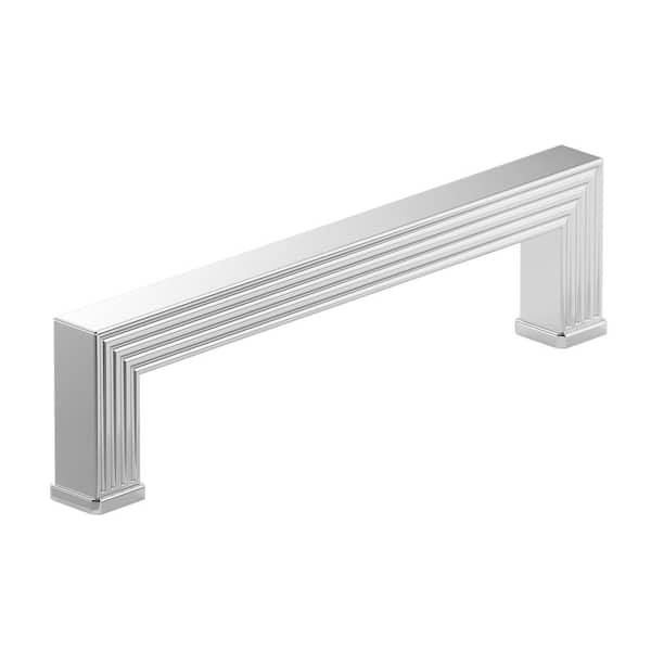 Richelieu Hardware Como Collection 5 1/16 in. (128 mm) Grooved Chrome Transitional Rectangular Cabinet Bar Pull