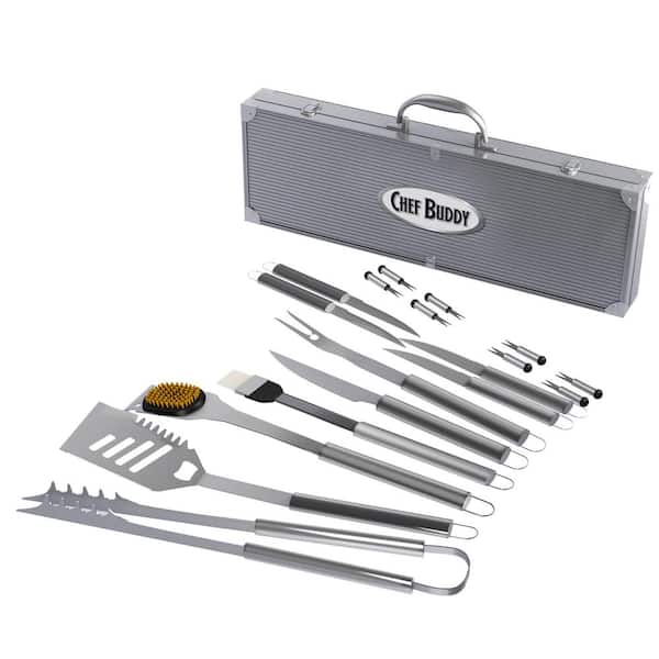 Chef Buddy 19-Piece Heavy Duty Grill Tool Set with Case 75-4274B - The ...