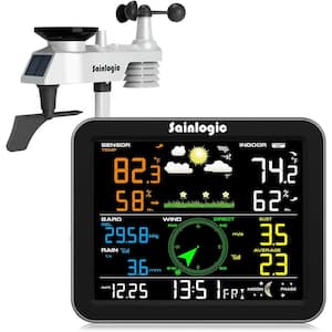 LCD Wireless 10 in 1 Indoor/Outdoor Weather Station with Rain Gauge, Wind Speed/Direction and Alarm in Black