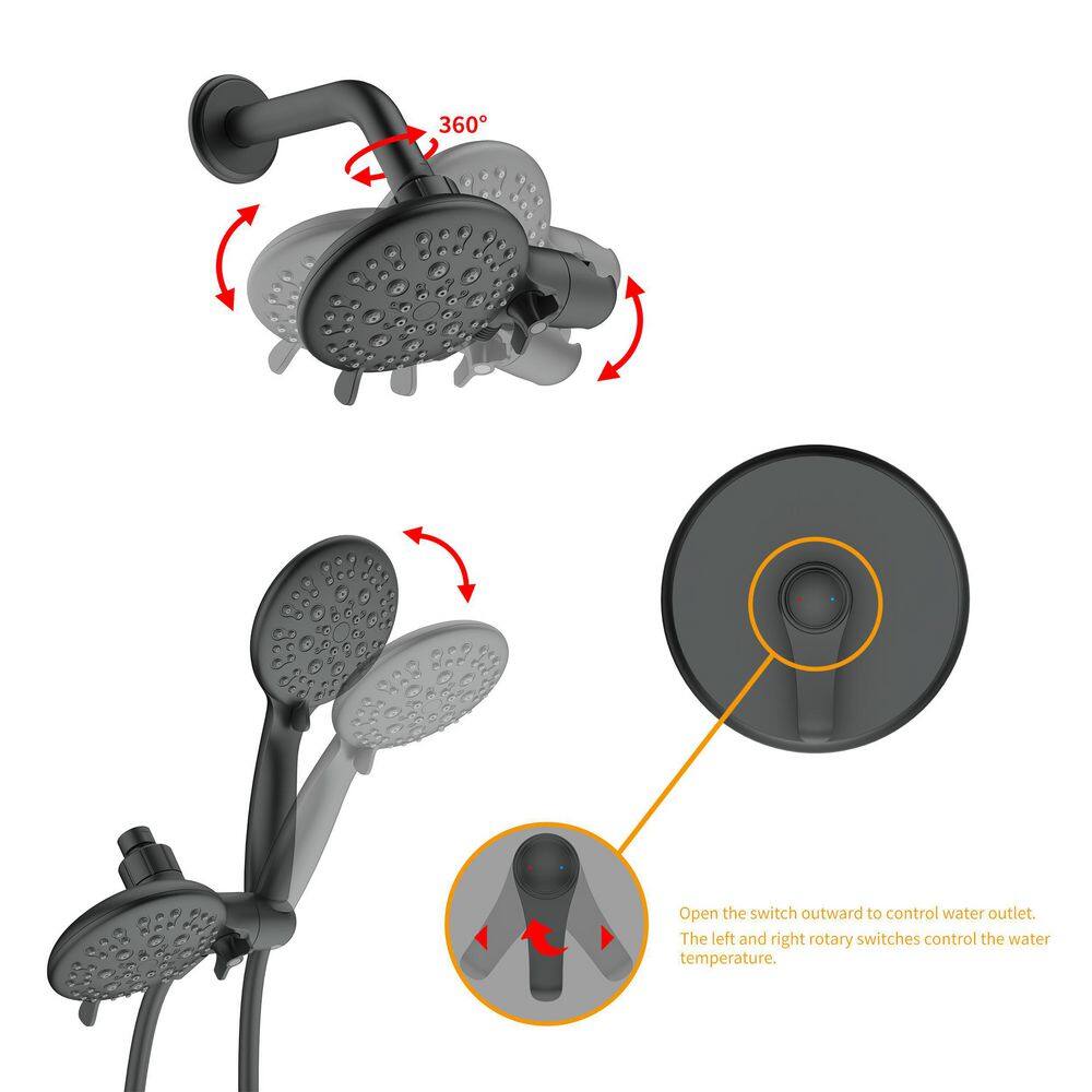 Matte Black Multi-Head Wall Mounted Shower System