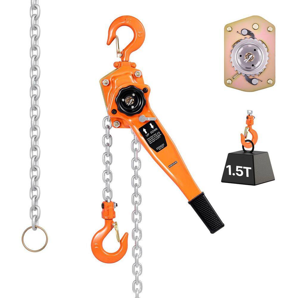 Manual Lever Chain Hoist, 1-1/2T 3300 lbs. Capacity Heavy Duty Come Along, 10 ft. Lift Alloy Steel Chain for Warehouse price history on PriceWatchPro