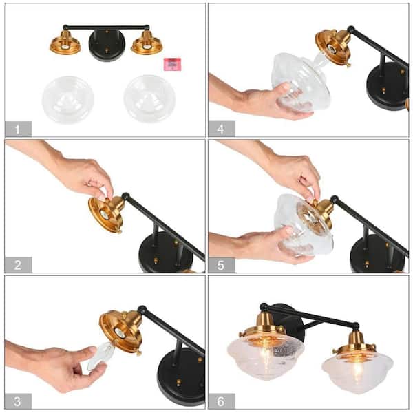 Zevni Modern 16.5 in. 2-Light Black Bathroom Vanity Light