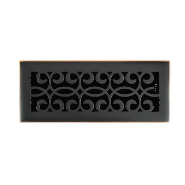 Hampton Bay Classic Scroll 4 in. x 12 in. Steel Floor Register in Oil Rubbed Bronze