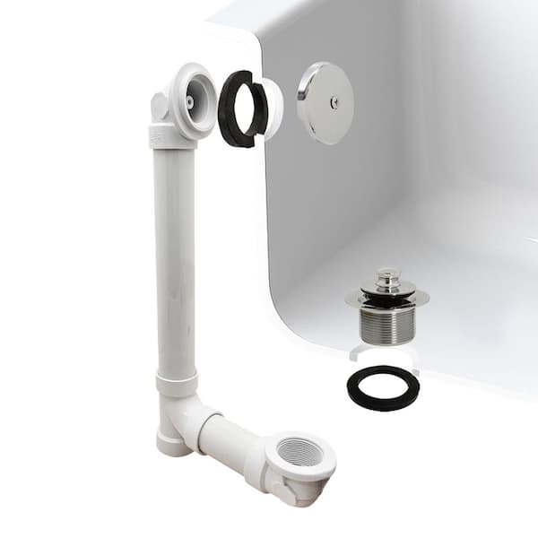 Westbrass 1-1/2 in. Pull and Drain Schedule 40 PVC Bath Waste with 1-Hole Top Elbow in Polished Nickel