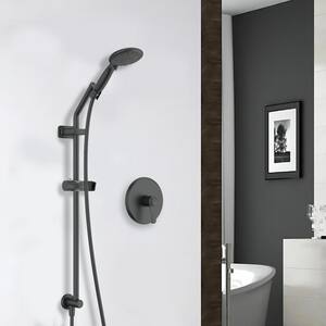 6-Spray Patterns with 4 in. Tub Wall Mount Single Handheld Shower Heads With 1.8 GPM in Black(Valve Included)